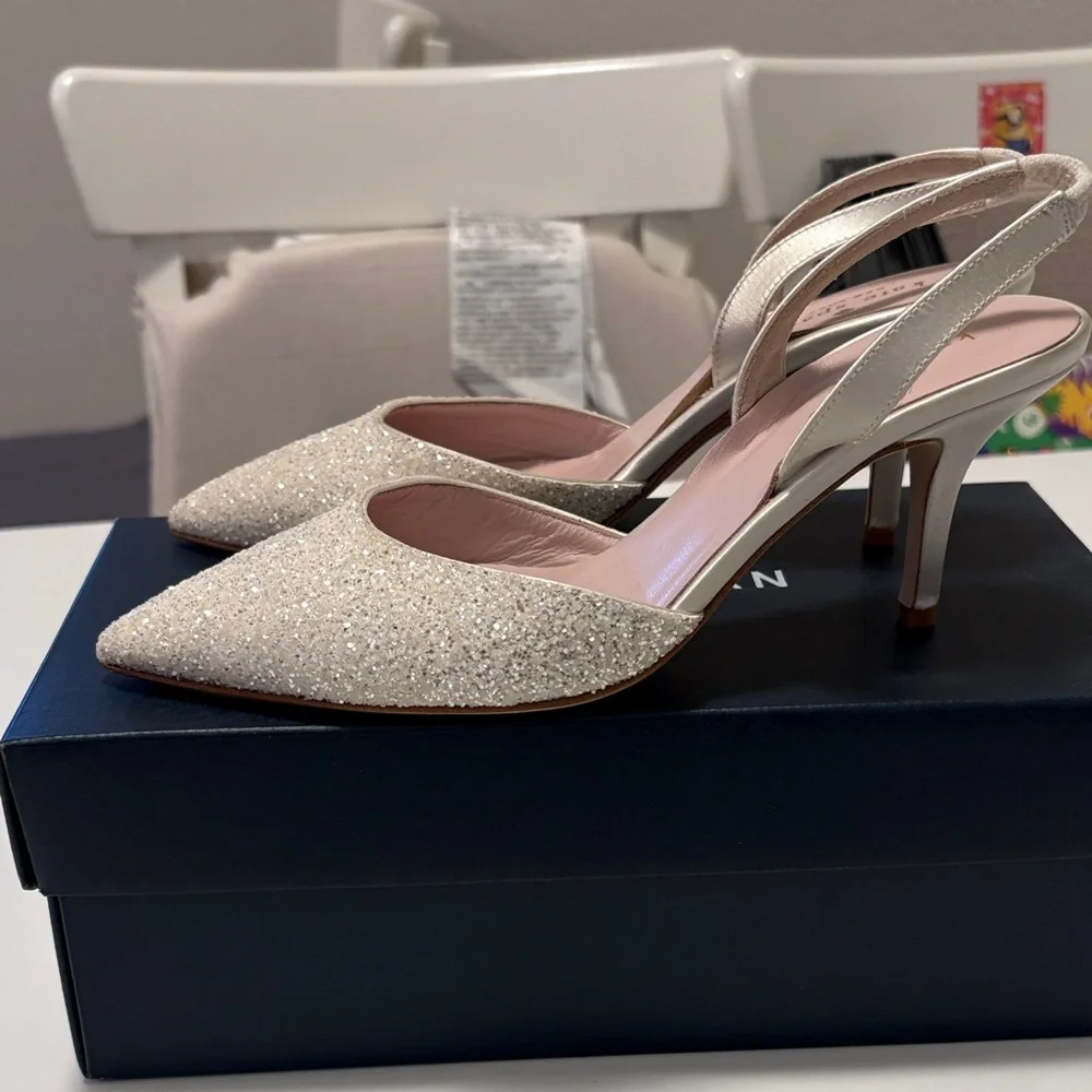 Kate Spade New York Glitter Slingback Pumps in Champagne